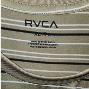 RVCA Striped Crew Neck POLO Shirt Short Sleeve Casual‎ Top XLARGE